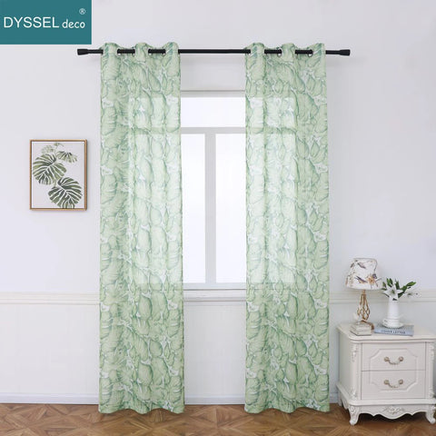 Modern Natural Floral Printting Europe Style Voile Tulle Sheer Gromment Rod Pocket Windows Curtain For Livingroom Bedroom