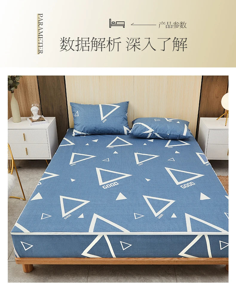 Printing Waterproof Mattress Cover With Zipper Queen Twin Bed Fitted Sheet 6 Sides Removable Inclusive Mattress Protector Pad