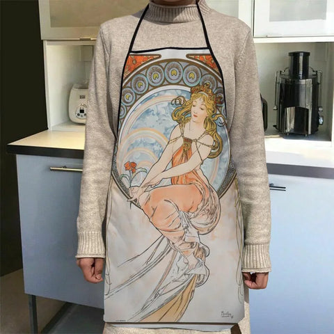 New Arrival Alphonse Mucha Art Apron Kitchen Aprons For Women Oxford Fabric Cleaning Pinafore Home Cooking Accessories Apron