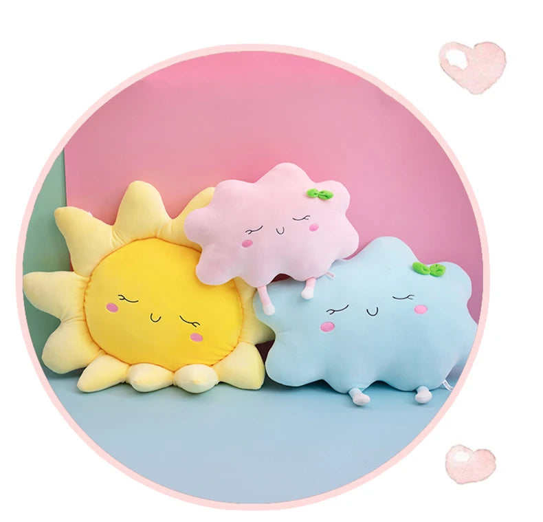 Cute Sun Cloud Plush Pillow Stuffed Soft Creative Plush Sun Cloud Toy Car Pillow Home Decor Kids Toys
