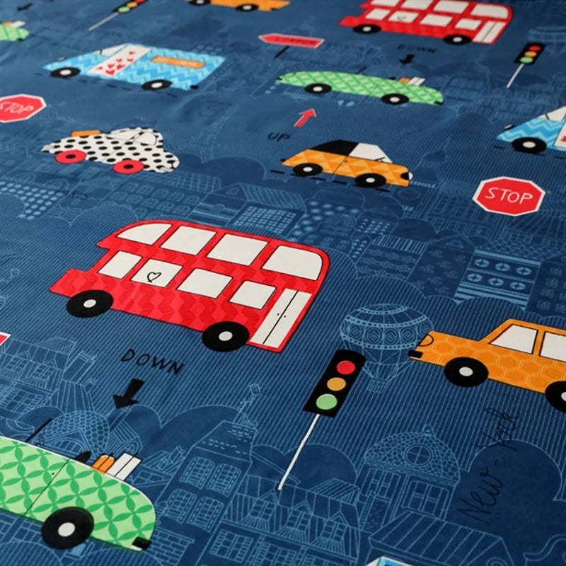 Bonenjoy Sheet on Rubber Band Kids Bed Sheet Cartoon Cars Printed Fitted Sheet for Boy Single Fitted Bed Sheet with Pillowcase