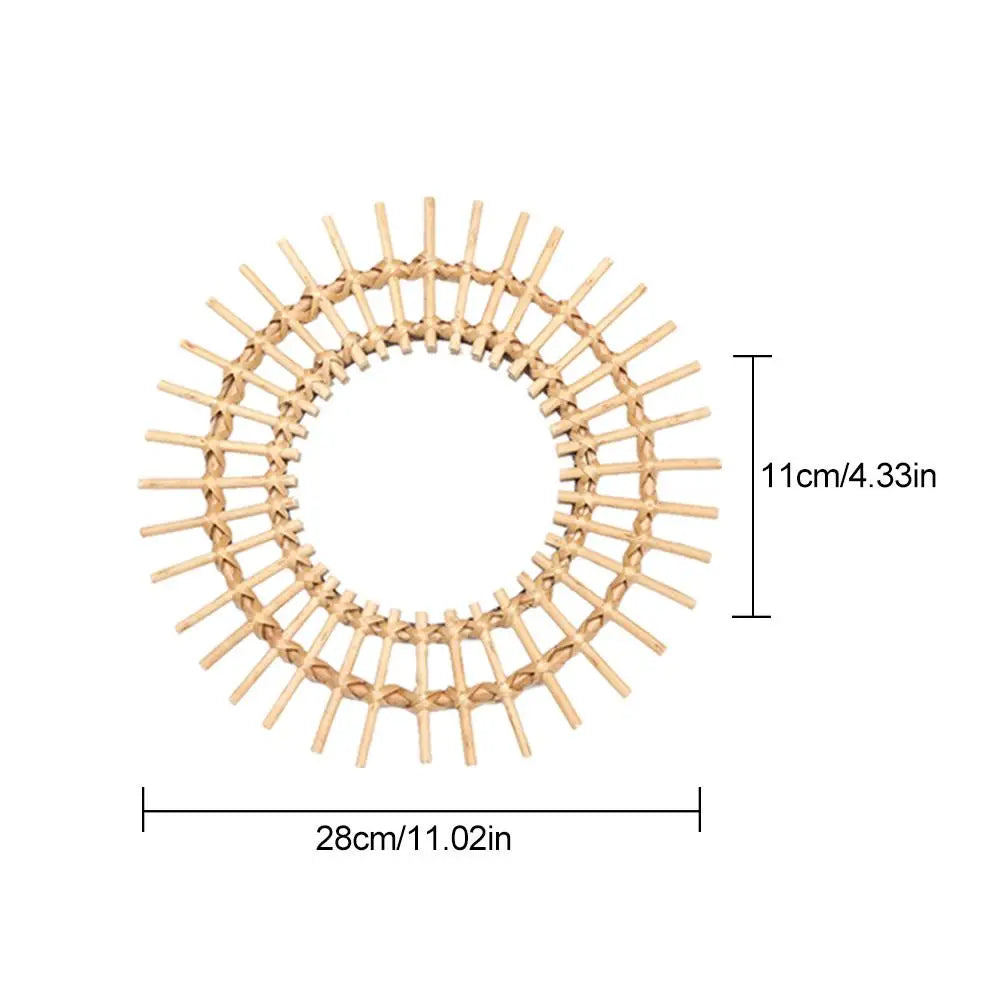 Rattan Dressing Mirror Innovative Art Round Mirror Living Room Wall Hanging Mirror Bathroom Decoration Makeup Mirror