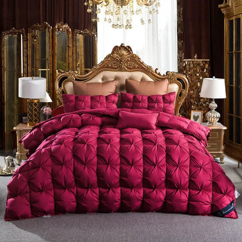 3D luxury 100% Goose Down Duvet Quilted Quilt King Queen Full size Comforter Winter Thick Blanket Solid Color