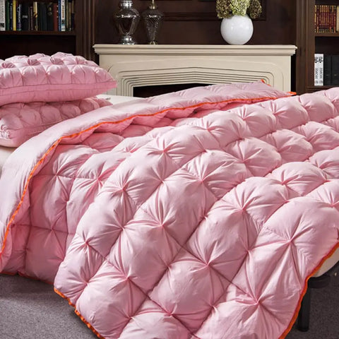 3D luxury 100% Goose Down Duvet Quilted Quilt King Queen Full size Comforter Winter Thick Blanket Solid Color