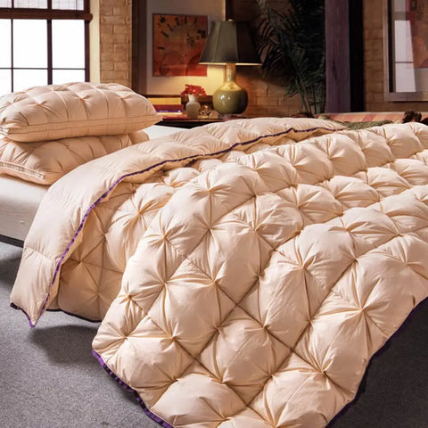 3D luxury 100% Goose Down Duvet Quilted Quilt King Queen Full size Comforter Winter Thick Blanket Solid Color