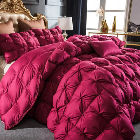 3D luxury 100% Goose Down Duvet Quilted Quilt King Queen Full size Comforter Winter Thick Blanket Solid Color