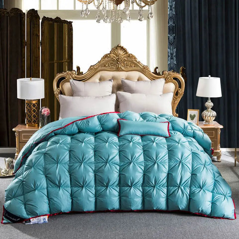 3D luxury 100% Goose Down Duvet Quilted Quilt King Queen Full size Comforter Winter Thick Blanket Solid Color