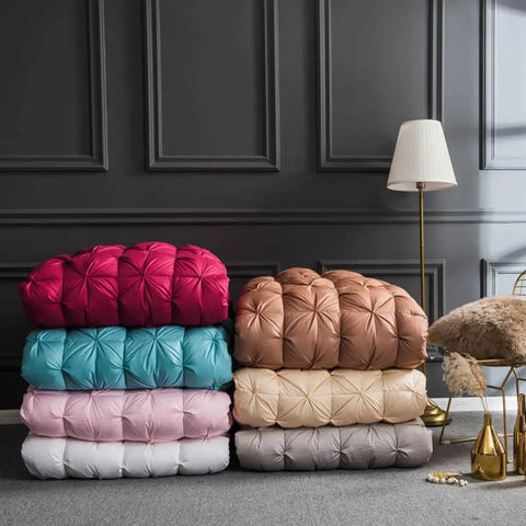 3D luxury 100% Goose Down Duvet Quilted Quilt King Queen Full size Comforter Winter Thick Blanket Solid Color