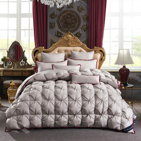 3D luxury 100% Goose Down Duvet Quilted Quilt King Queen Full size Comforter Winter Thick Blanket Solid Color
