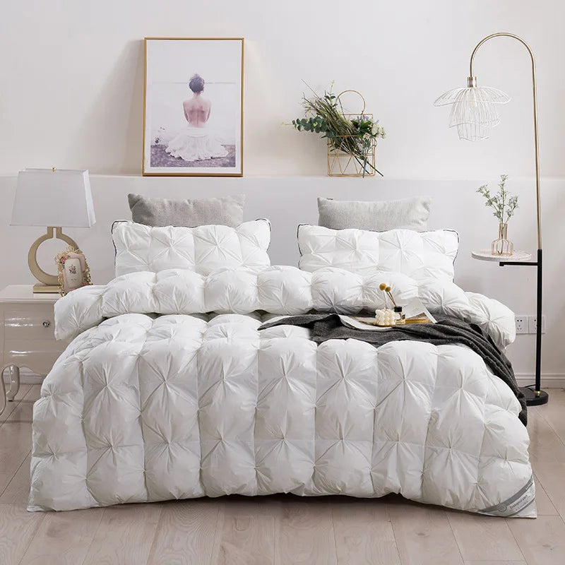 Luxury 100% Goose Down Soft Duvet Blanket King Queen Twin Size Comforter Bedding Filler Bread Shape Super Warm Quilt
