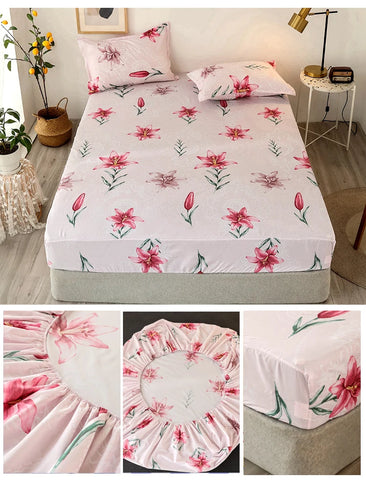 Bonenjoy Sheet on Rubber Band Kids Bed Sheet Cartoon Cars Printed Fitted Sheet for Boy Single Fitted Bed Sheet with Pillowcase