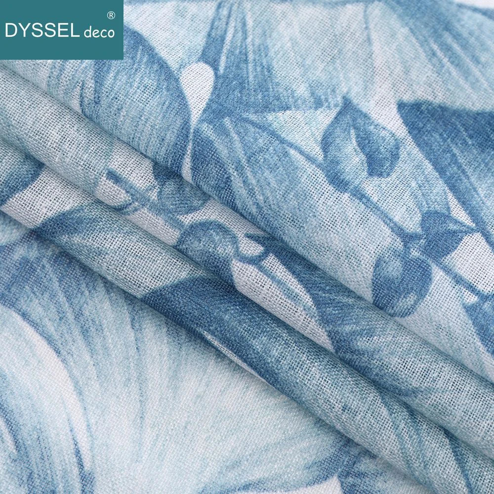 Modern Natural Floral Printting Europe Style Voile Tulle Sheer Gromment Rod Pocket Windows Curtain For Livingroom Bedroom