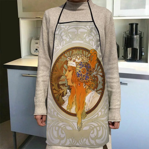 New Arrival Alphonse Mucha Art Apron Kitchen Aprons For Women Oxford Fabric Cleaning Pinafore Home Cooking Accessories Apron