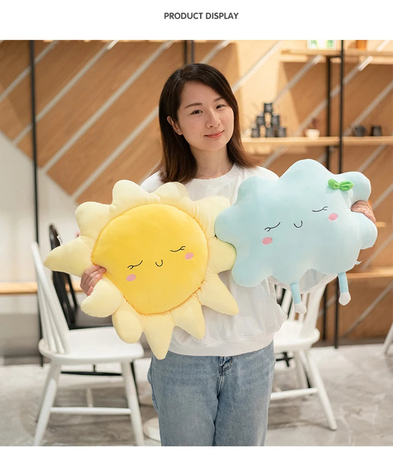 Cute Sun Cloud Plush Pillow Stuffed Soft Creative Plush Sun Cloud Toy Car Pillow Home Decor Kids Toys