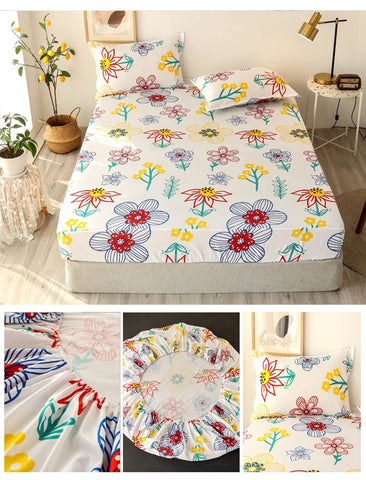 Bonenjoy Sheet on Rubber Band Kids Bed Sheet Cartoon Cars Printed Fitted Sheet for Boy Single Fitted Bed Sheet with Pillowcase
