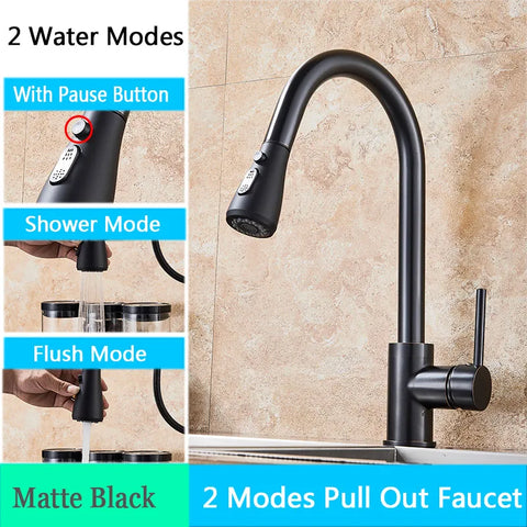Rozin Chrome Kitchen Faucet Deck Mounted Pull Out Spout Kitchen Sink Mixer Tap Single Level Stream Sprayer Nozzle Mixer Tap
