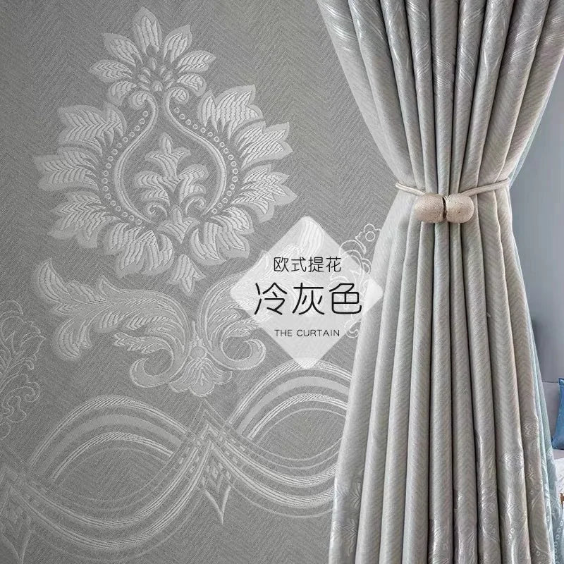 Dreamwood-European Style Jacquard Window Curtain for Living Room, Insulation Blackout, New Fabric, High Quality, Ready Made