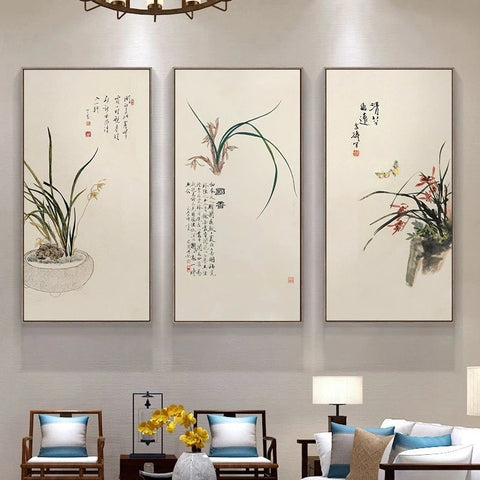 Traditional Chinese Style Orchid Flower Abstract Canvas Painting Posters Prints Wall Art Pictures Living Room Home Decor Cuadros