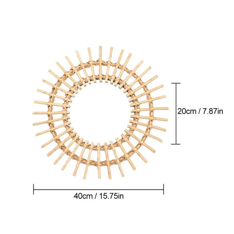 Rattan Dressing Mirror Innovative Art Round Mirror Living Room Wall Hanging Mirror Bathroom Decoration Makeup Mirror
