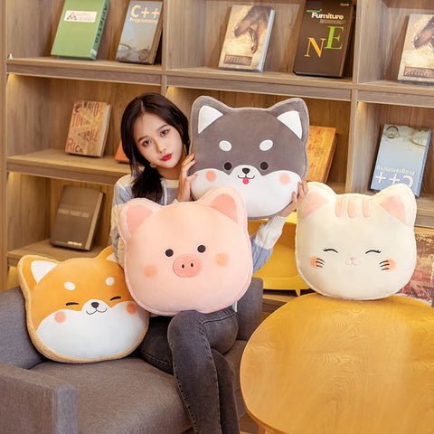 40cm Shiba Inu Cushion Pillow Seat Cushion Sofa Decorative Cushion Stuffed Animal White Cats Comfortable Pillow Birthday Gifts