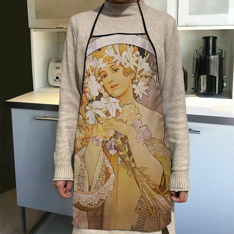 New Arrival Alphonse Mucha Art Apron Kitchen Aprons For Women Oxford Fabric Cleaning Pinafore Home Cooking Accessories Apron