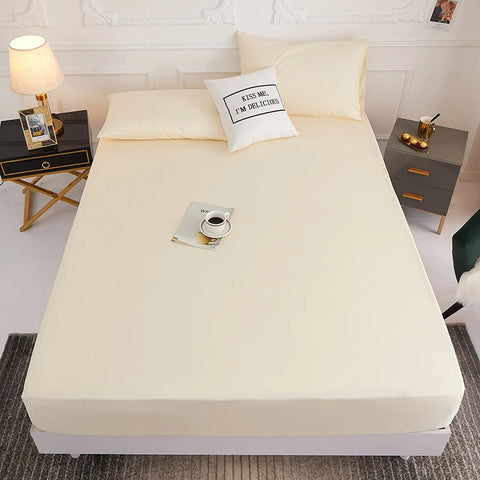 1 piece of solid color bed sheet for bedroom 100%Polyeste Elastic Band Around bedding Fitted Sheet Only (excluding pillowcases)