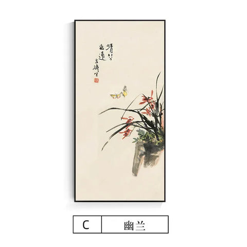 Traditional Chinese Style Orchid Flower Abstract Canvas Painting Posters Prints Wall Art Pictures Living Room Home Decor Cuadros