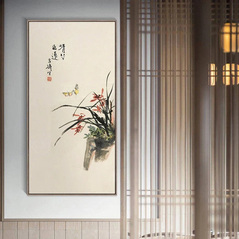 Traditional Chinese Style Orchid Flower Abstract Canvas Painting Posters Prints Wall Art Pictures Living Room Home Decor Cuadros