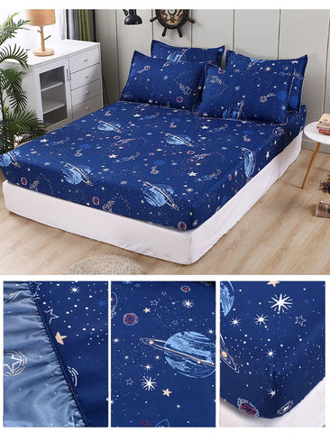 Bonenjoy Sheet on Rubber Band Kids Bed Sheet Cartoon Cars Printed Fitted Sheet for Boy Single Fitted Bed Sheet with Pillowcase