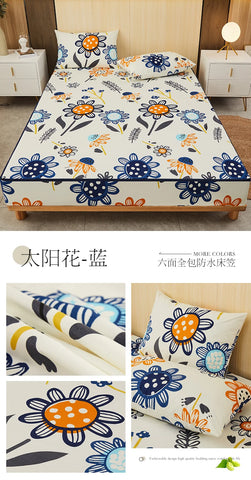 Printing Waterproof Mattress Cover With Zipper Queen Twin Bed Fitted Sheet 6 Sides Removable Inclusive Mattress Protector Pad