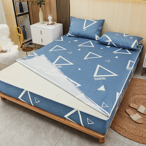 Printing Waterproof Mattress Cover With Zipper Queen Twin Bed Fitted Sheet 6 Sides Removable Inclusive Mattress Protector Pad