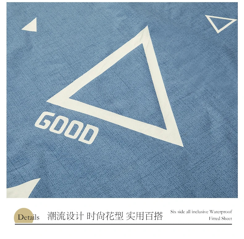 Printing Waterproof Mattress Cover With Zipper Queen Twin Bed Fitted Sheet 6 Sides Removable Inclusive Mattress Protector Pad