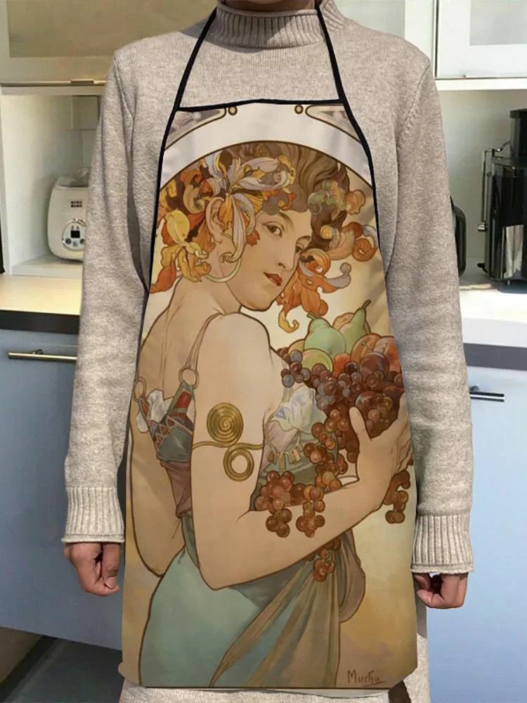 New Arrival Alphonse Mucha Art Apron Kitchen Aprons For Women Oxford Fabric Cleaning Pinafore Home Cooking Accessories Apron