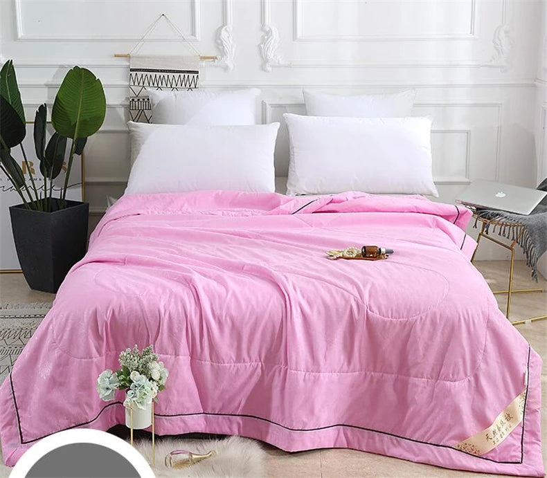 VESCOVO Summer Quilt Thin Queen Size Mulberry Silk Comforter 200*230 Twin Duvet 150*200