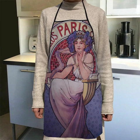 New Arrival Alphonse Mucha Art Apron Kitchen Aprons For Women Oxford Fabric Cleaning Pinafore Home Cooking Accessories Apron