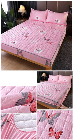 Waterproof Bed Cover Solid Color Fitted Bed Sheet With Elastic Band Anti-slip Adjustable Mattres Protector Fitted Sheet For Home