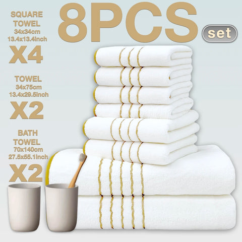 8pcs Luxury Hotel High Quality Cotton Bath Towel Set, Including Soft  Absorbent Quick-Drying Set, Suitable for Bathroom.