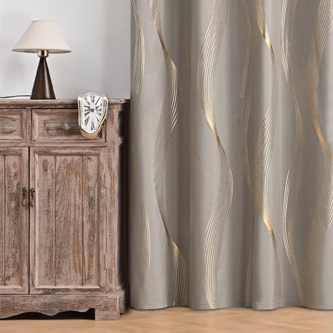 1pc/2pcs 100% Blackout Curtains, Luxury Marble and Wave Pattern Privacy Curtain for Living Room, Bedroom, Home Decor Grommet Top
