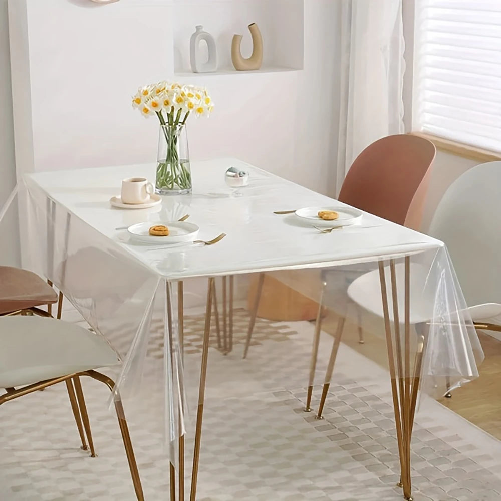 Transparent Table Mat / Tablecloth, Waterproof Table Cover Mat, Oil-proof Table Mat High-temperature Resistant Kitchen Table Mat