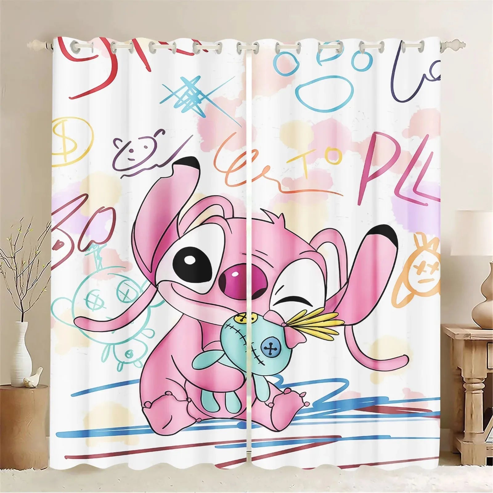 Stitch Kids Room High Blackout Curtains Cartoon Cute Boy and Girl Bedroom Curtain Decoration, Disney Cute Print.