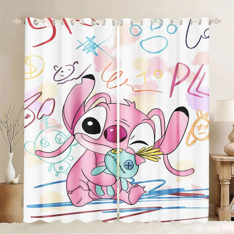 Stitch Kids Room High Blackout Curtains Cartoon Cute Boy and Girl Bedroom Curtain Decoration, Disney Cute Print.