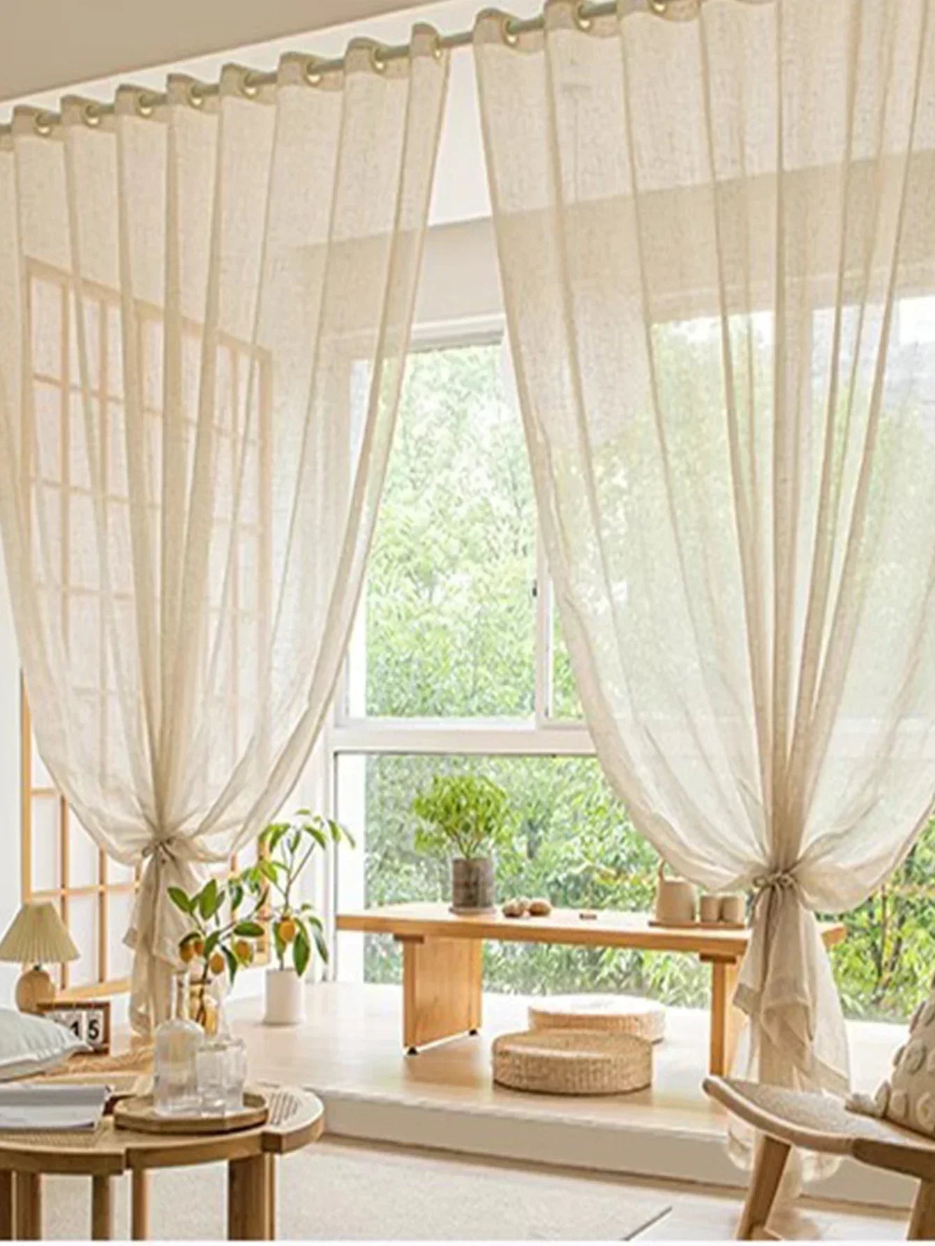 Wholesale Window Curtains Cotton Linen Rustic Feeling Semi Sheer for Bedroom Living Room Office Hotel for Home Ultraviolet-proof
