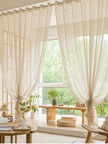 Wholesale Window Curtains Cotton Linen Rustic Feeling Semi Sheer for Bedroom Living Room Office Hotel for Home Ultraviolet-proof