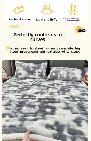 Thiened Rabbit Fur Warm Mattr Winter Home Use Milk Velvet Soft Pad Coral Velvet Bed Protector Tee Piece Set