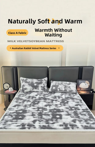 Thiened Rabbit Fur Warm Mattr Winter Home Use Milk Velvet Soft Pad Coral Velvet Bed Protector Tee Piece Set