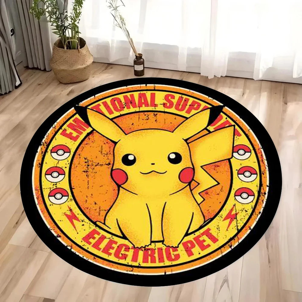 MINISO Pokemon Elves Round Rug for Living Room Sofa Decor Bedside Soft Rug Hanging Basket Nonsilp Mat Game Room Chair Floor Mat