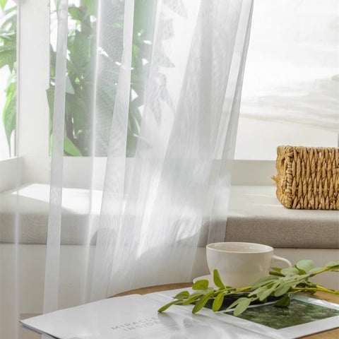 S Fold Wavy White Tulle Sheer Curtains for Living Room Bedroom Dining Good Quality Window Chiffon Bedroom Door Screen 창문커텐