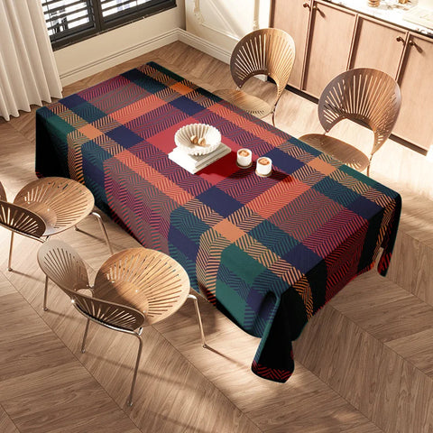 Modern Plaid Tablecloth: Green, Black, Red Square Shape for Kitchen Dining Room Decorations Home Textiles Bedroom Linens