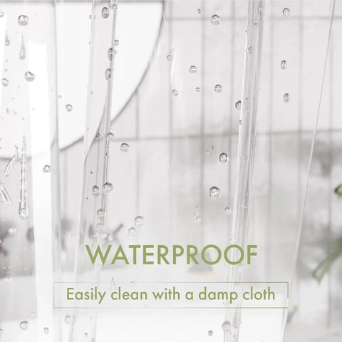 1pc Waterproof Clear Shower Curtain with Bottom Magnets & Metal Grommets Plastic Transparent Shower Curtain Liner for Bathroom