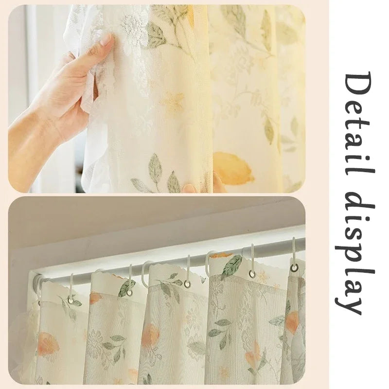 Double Layer Sheer Curtains Floral Print Lace French Style Voile Organza for Bedroom Decor Antique White Drapes 2025 New Design